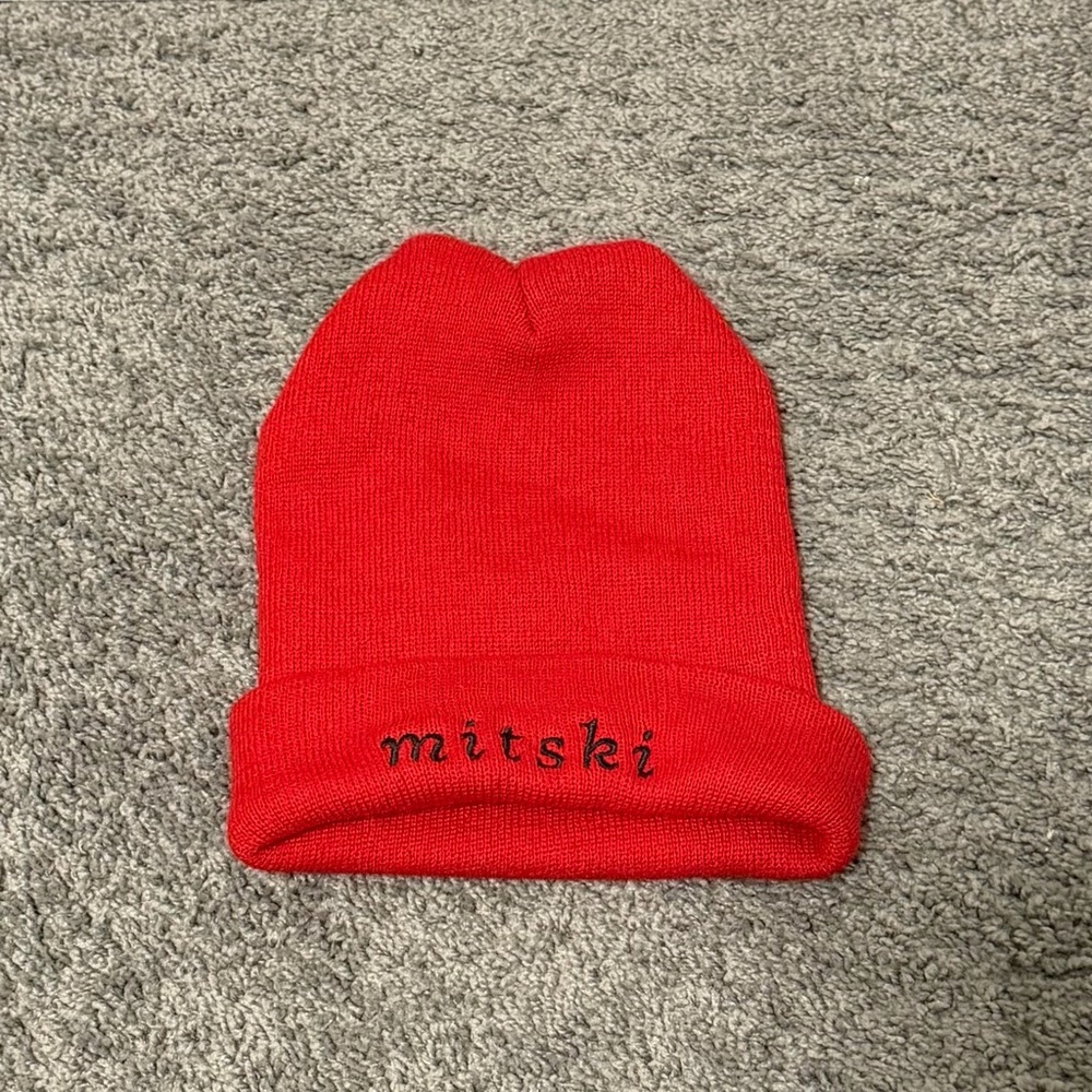 Mitski Beanie | Red Winter Hat with Mitski band name | Mitski webstore